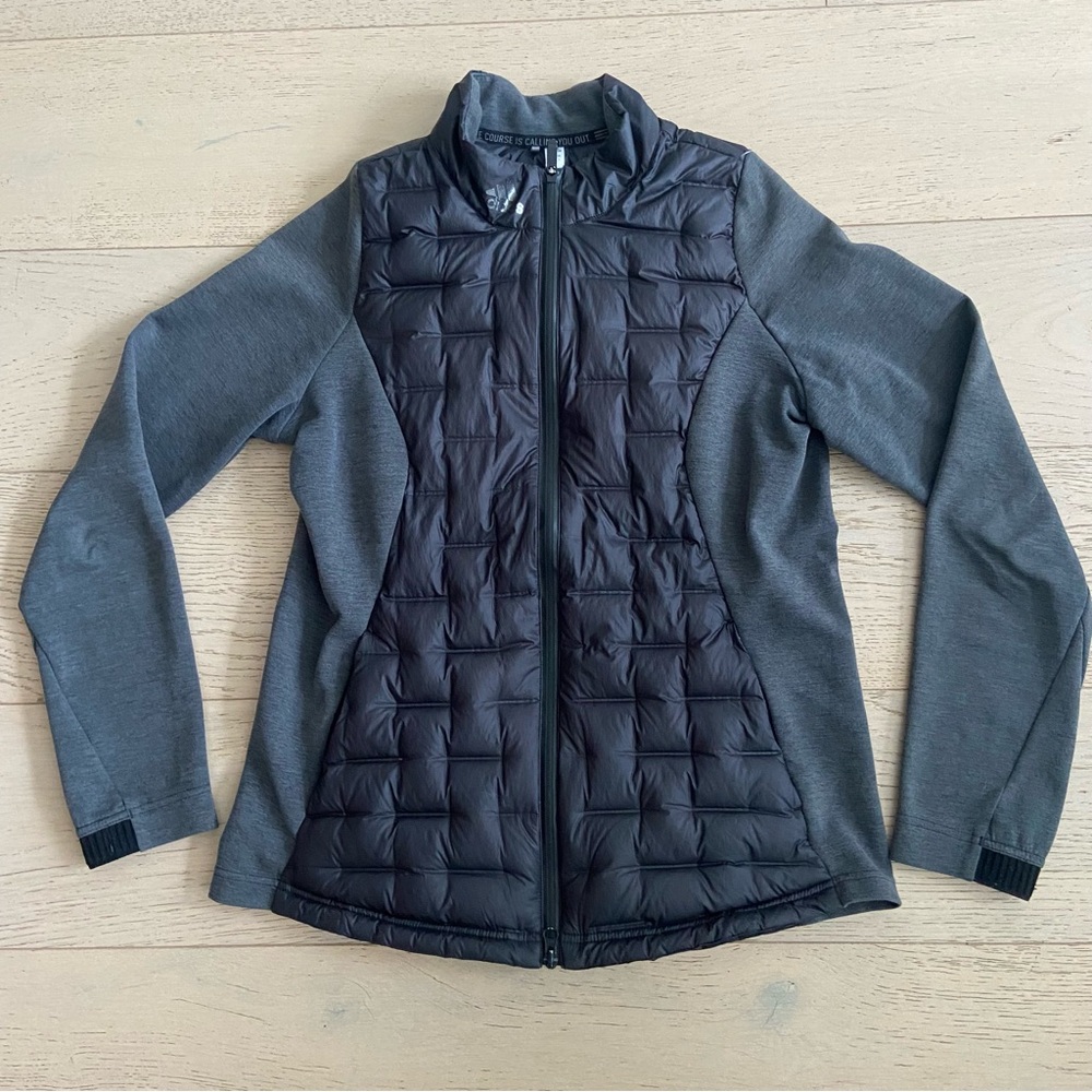 Adidas Lightweight Down Puffer Jacket Women’s Medium Grey Insulated EUC - Picture 2 of 10